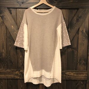 Oddy tunic cotton dress with lace sleeves small